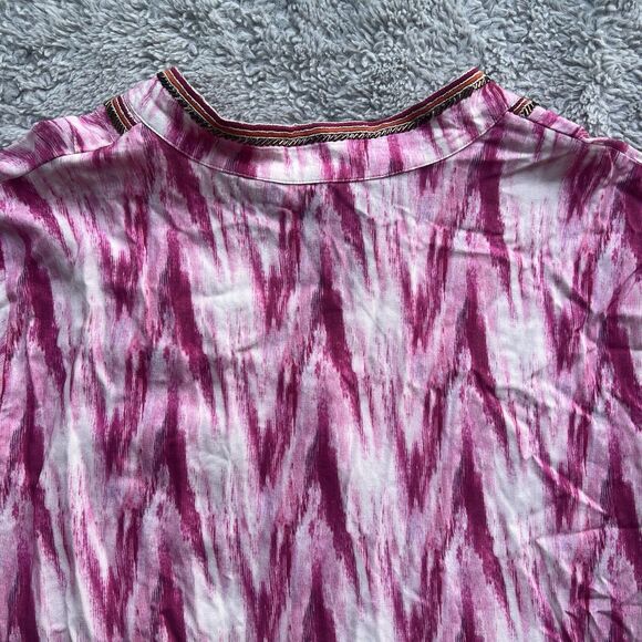 Soft Surroundings Altea Ikat Pink Floral Tunic Blouse Beaded Embroidered Size XL - Picture 9 of 10